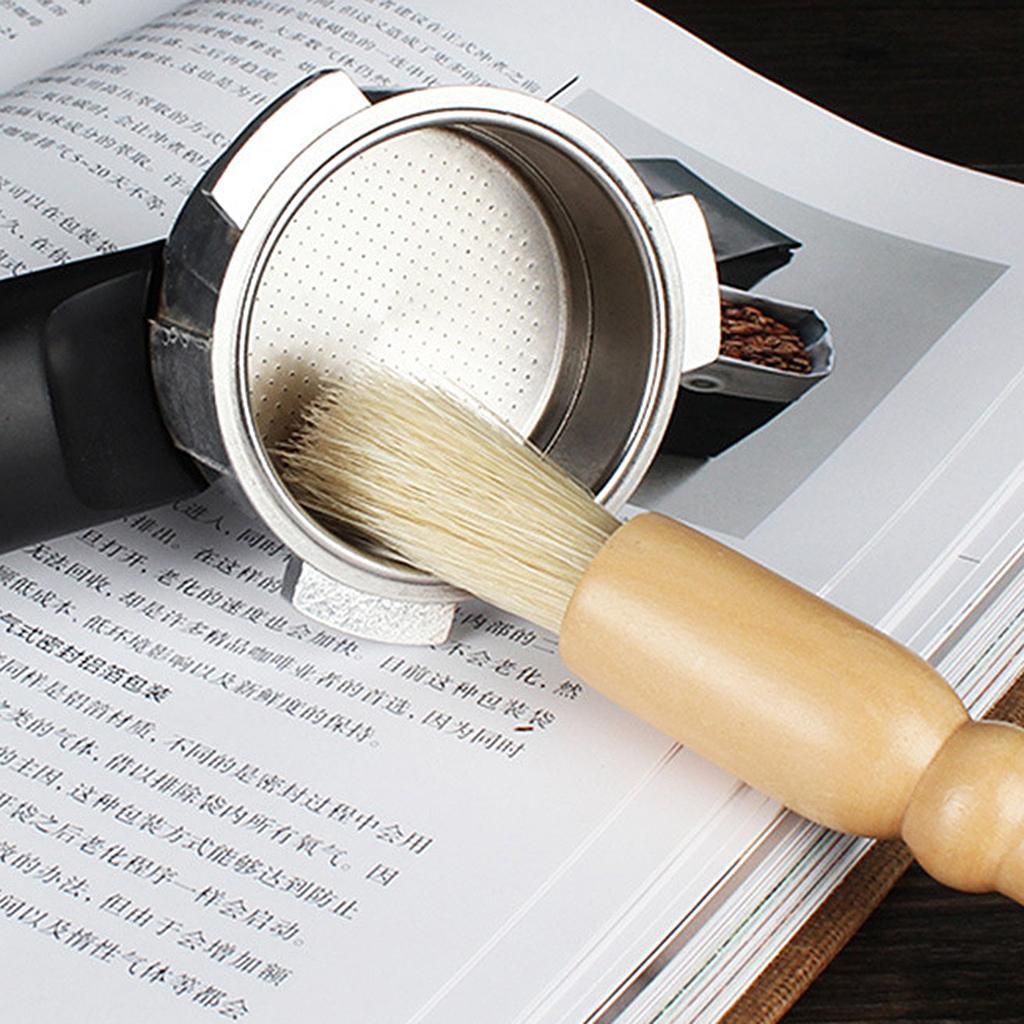Espresso Coffee Grinder Cleaning Brush/Smooth Wooden Handle/Natural Bristles