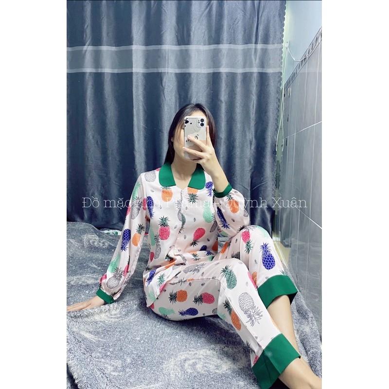 Đồ Mặc Nhà, Đồ Ngủ - TỔNG HỢP Những Mẫu Pijama Dài Tay Lụa LATIN Có Túi Xẻ Sâu