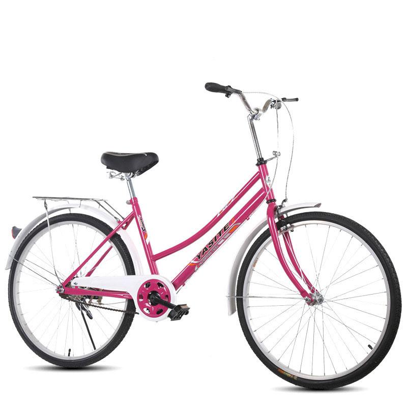 Người lớn đi xe đạp 26 inch xe đạp cao bằng thép carbon khóa phía sau phanh bền an toàn yên thoải mái Color: pink Size: 26