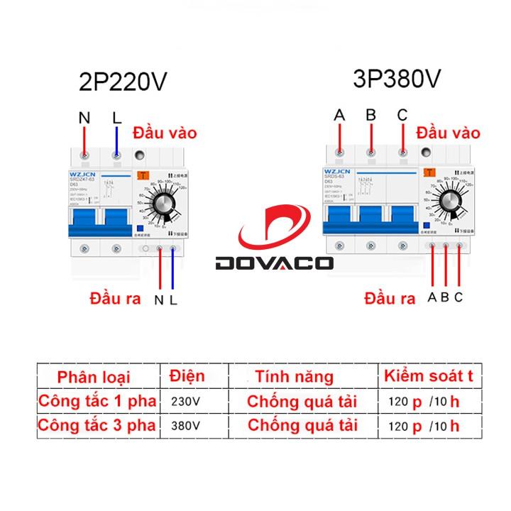 Aptomat hẹn giờ tắt đếm ngược công suất lớn 63A