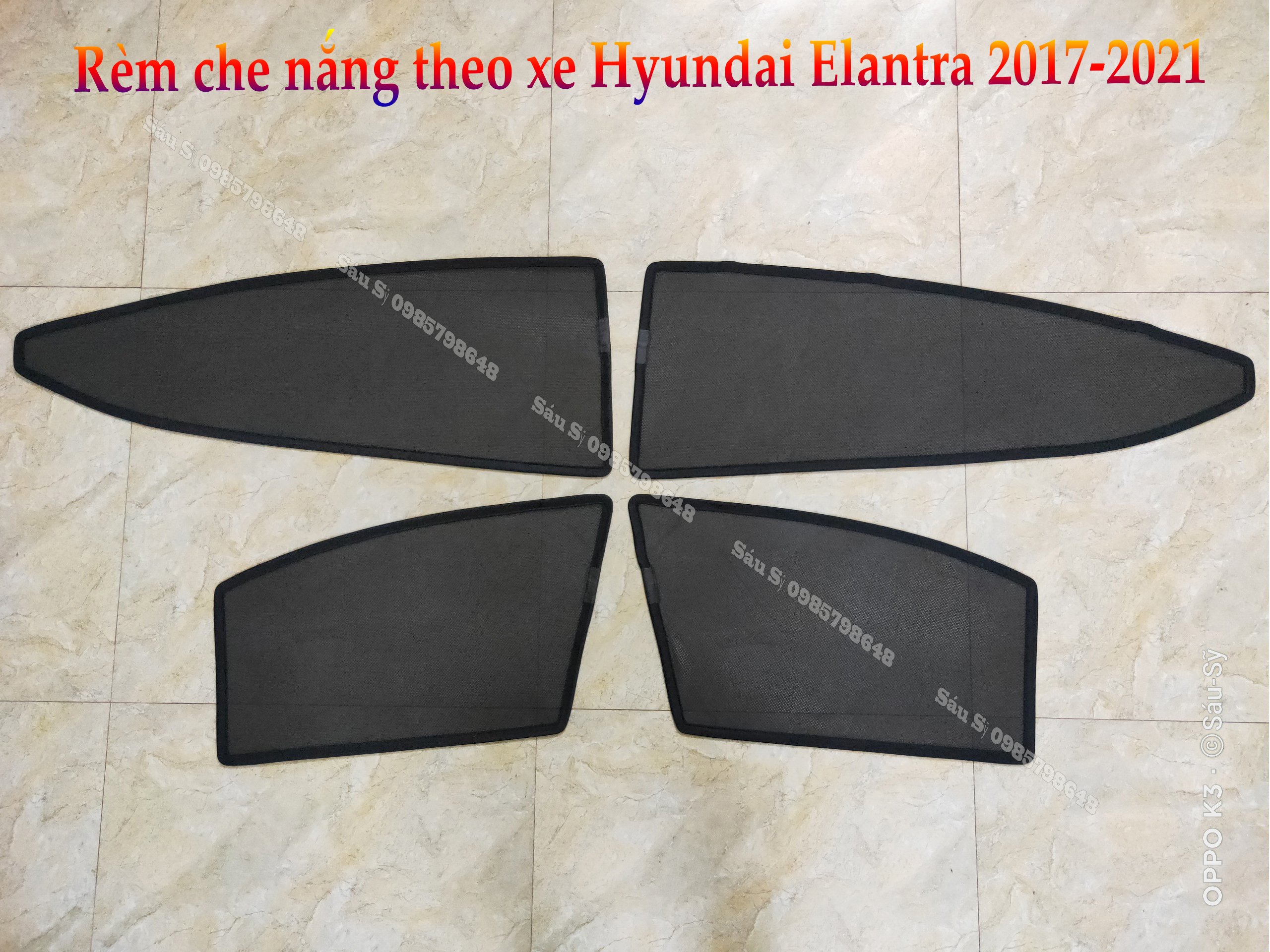 Bộ 4 tấm Rèm che nắng theo xe ô tô Hyundai ELANTRA 2017-2021, Tấm che nắng ô tô nam châm tự dính