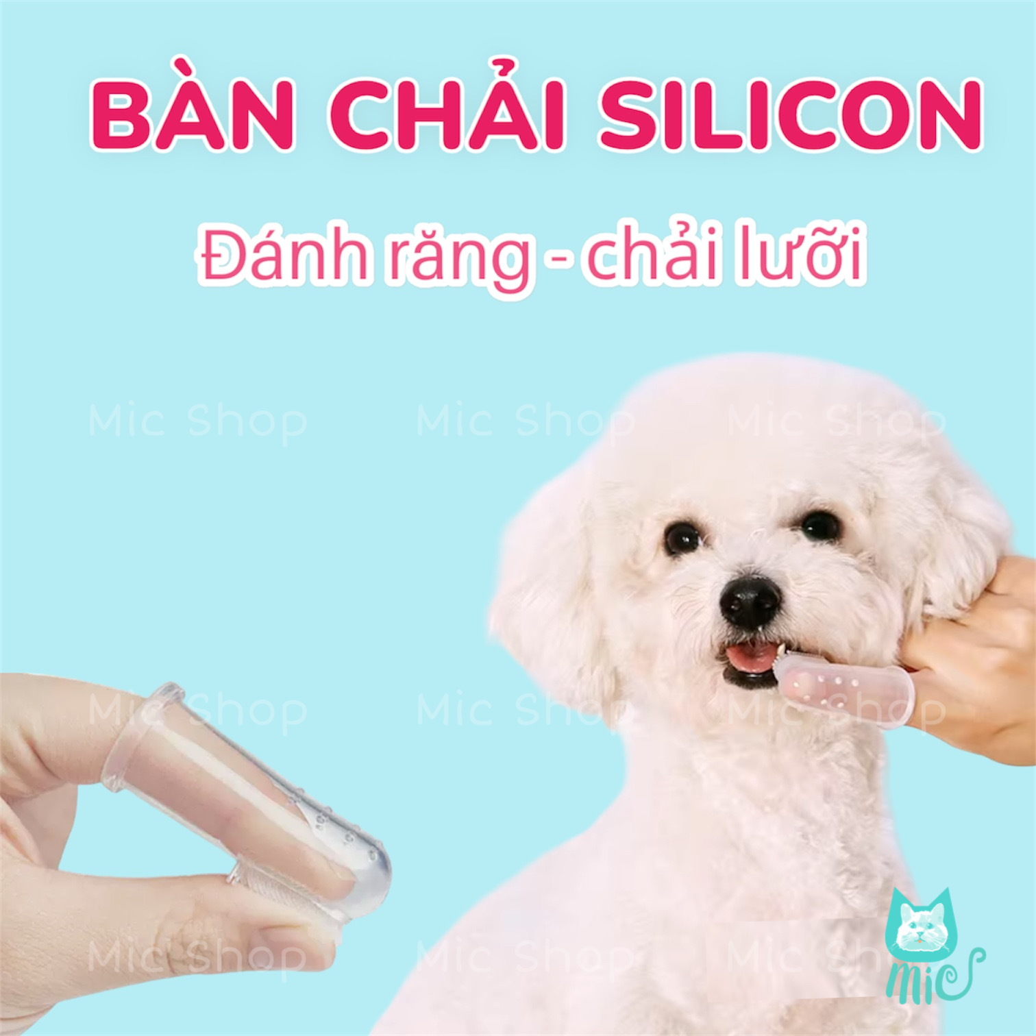 Bàn chải đánh răng cho thú cưng, bàn chải ngón tay, dụng cụ làm sạch răng cho chó mèo tiện dụng