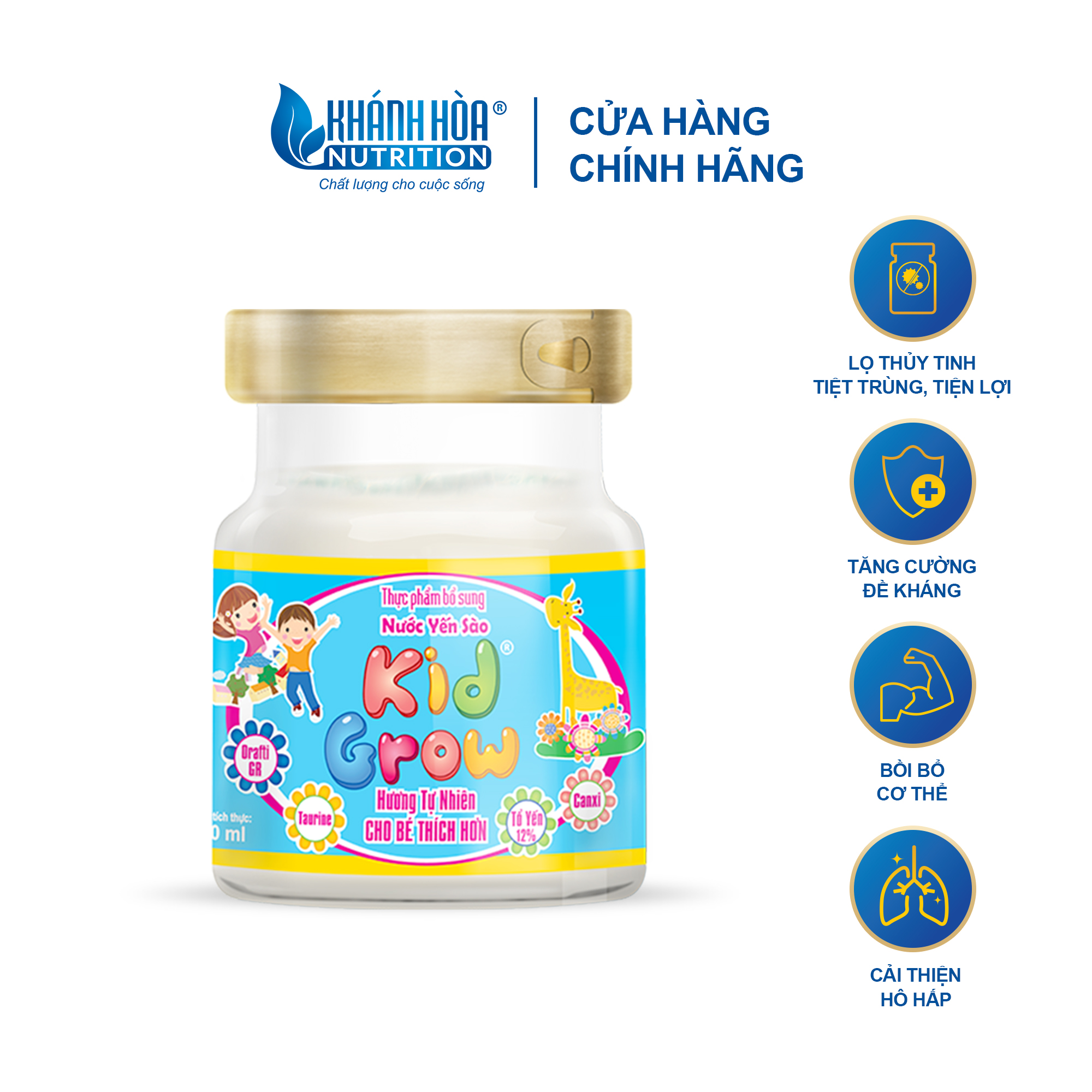 Nước yến sào 12% Tổ Yến KIDGROW hương tự nhiên Khánh Hòa Nutrition - Lọ 70ml x 3 lọ