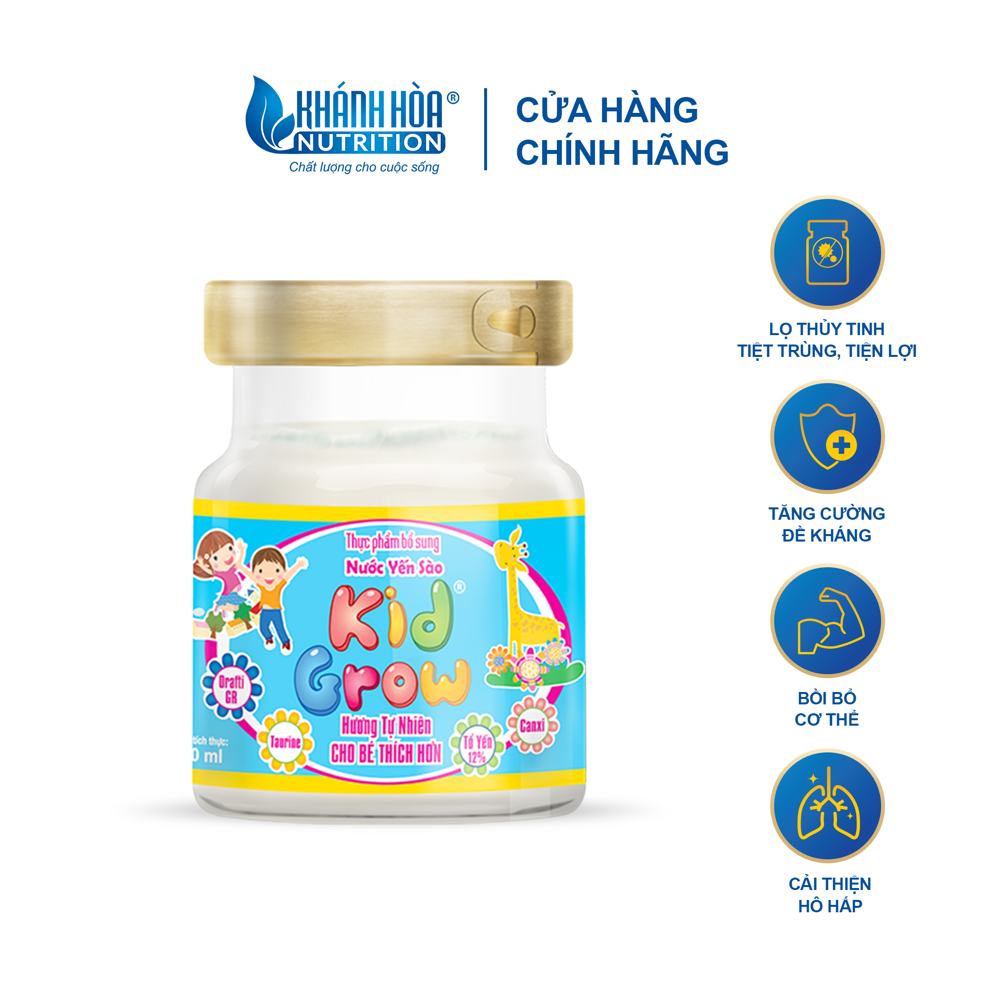 Nước Yến Sào KIDGROW 12% Hương Cam/Dâu/Tự Nhiên  - Khánh Hòa Nutrition - Lọ 70 ML