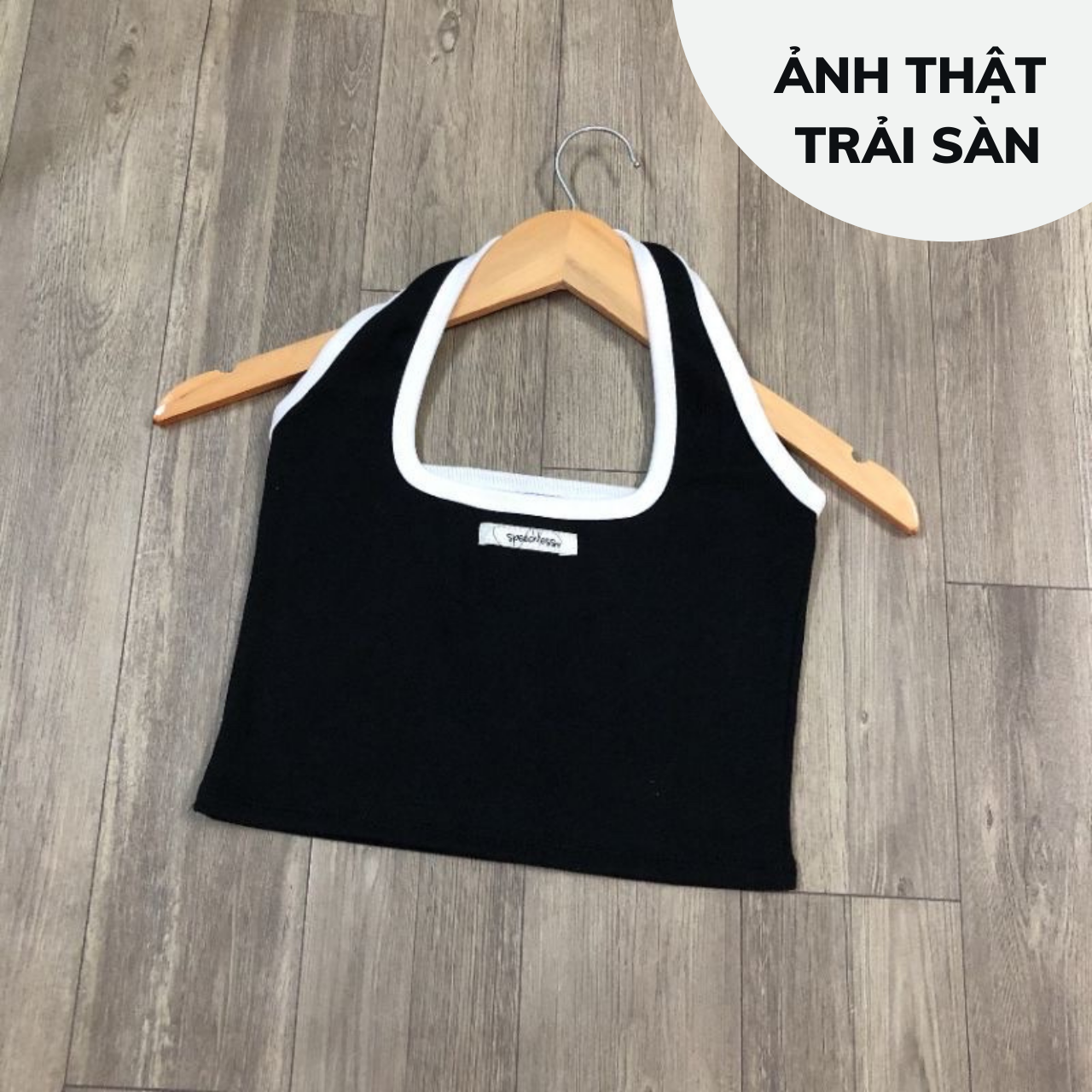 Áo Croptop thun nữ kiểu yếm ôm hở lưng sexy màu đen phong cách Hàn quốc