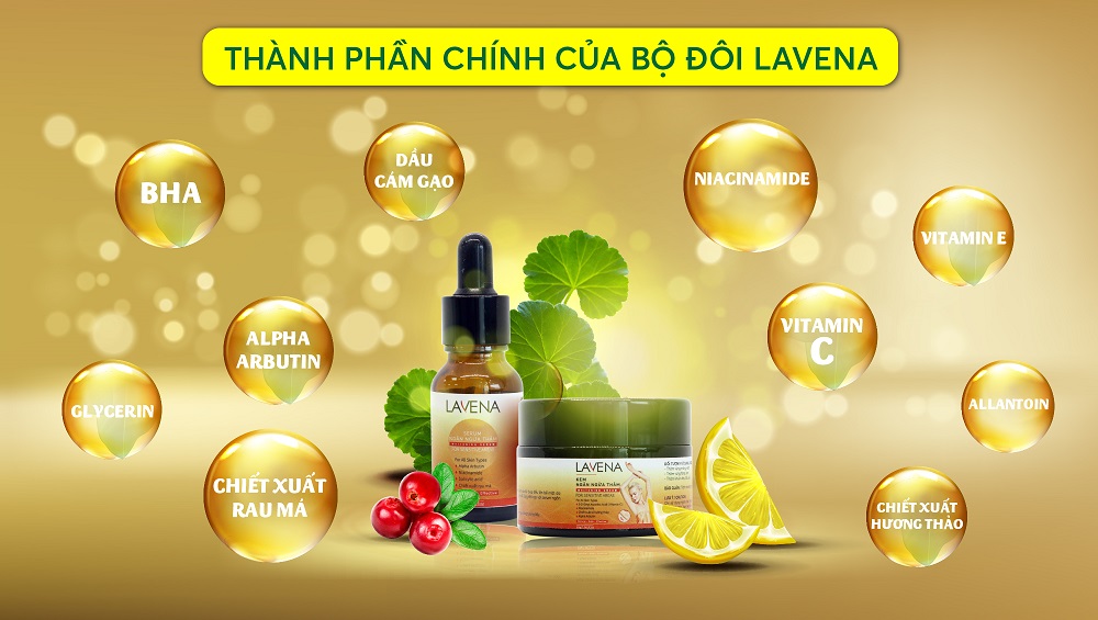 Combo ngừa thâm Lavena - Tẩy tế bào chết, diệt khuẩn, se khít lỗ chân lông, sáng da, mờ thâm