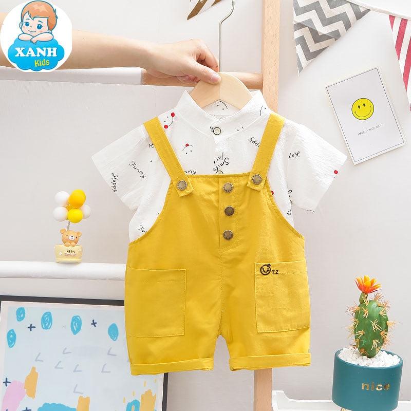 Set áo thun và quần yếm in khủng long cho bé trai và bé gái từ 0-4 tuổi -