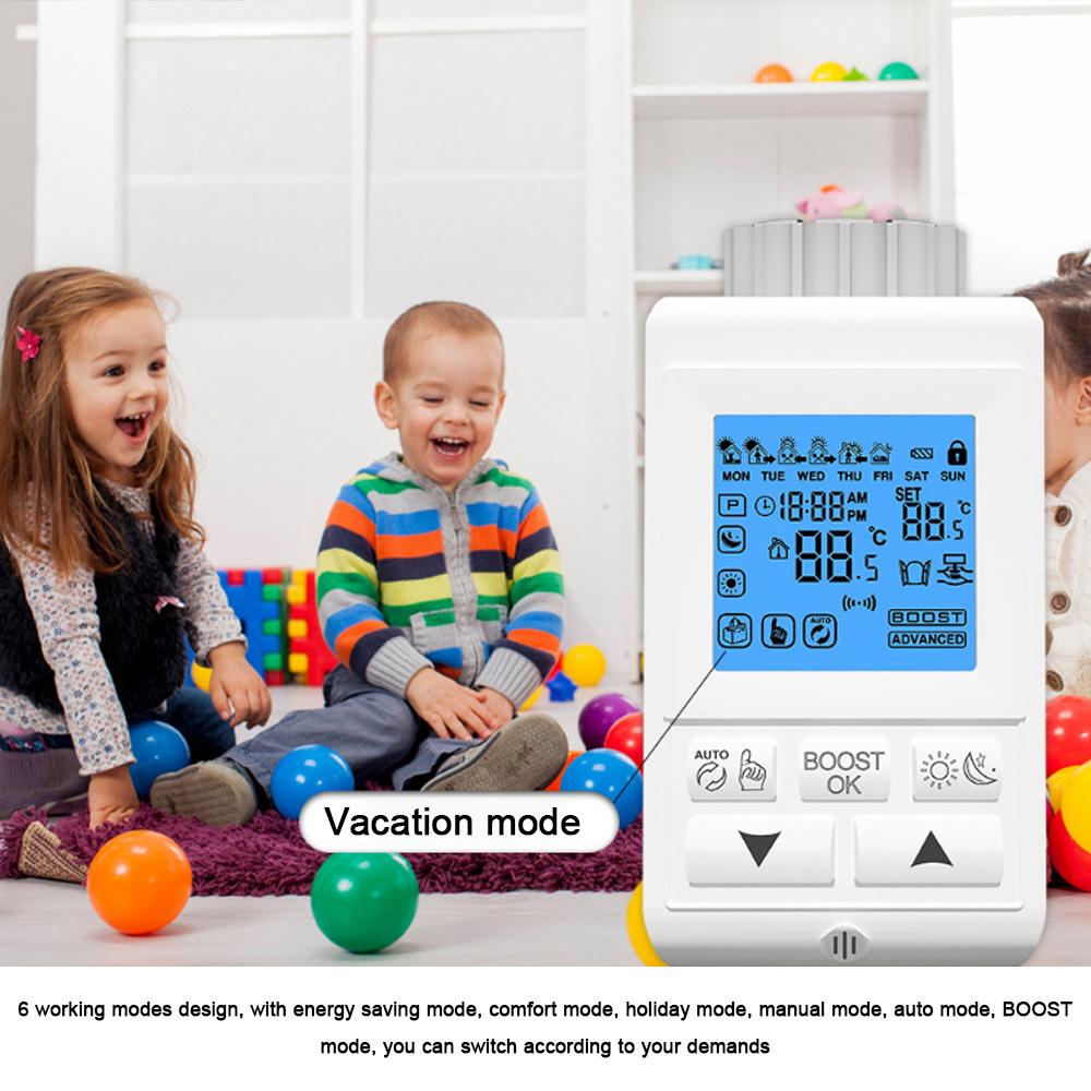 Tuya Zigbee LCD Display TRV Thermostatic Radiator Valves Intelligent Temperature Control Heating Valves Thermostatics Radiator Valves Weekly Programmable APP Control Compatible with Amazon Alexa and Google Assistant for Voise Control