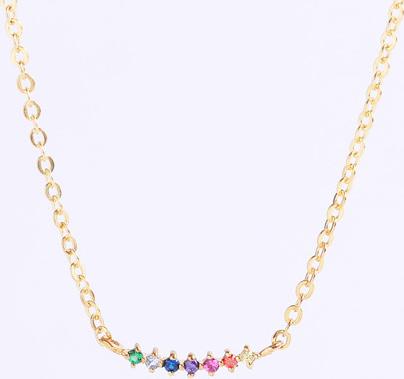 Dây chuyền bạc mạ vàng 18k cầu vồng minimalist rainbow Gix Jewel DC29