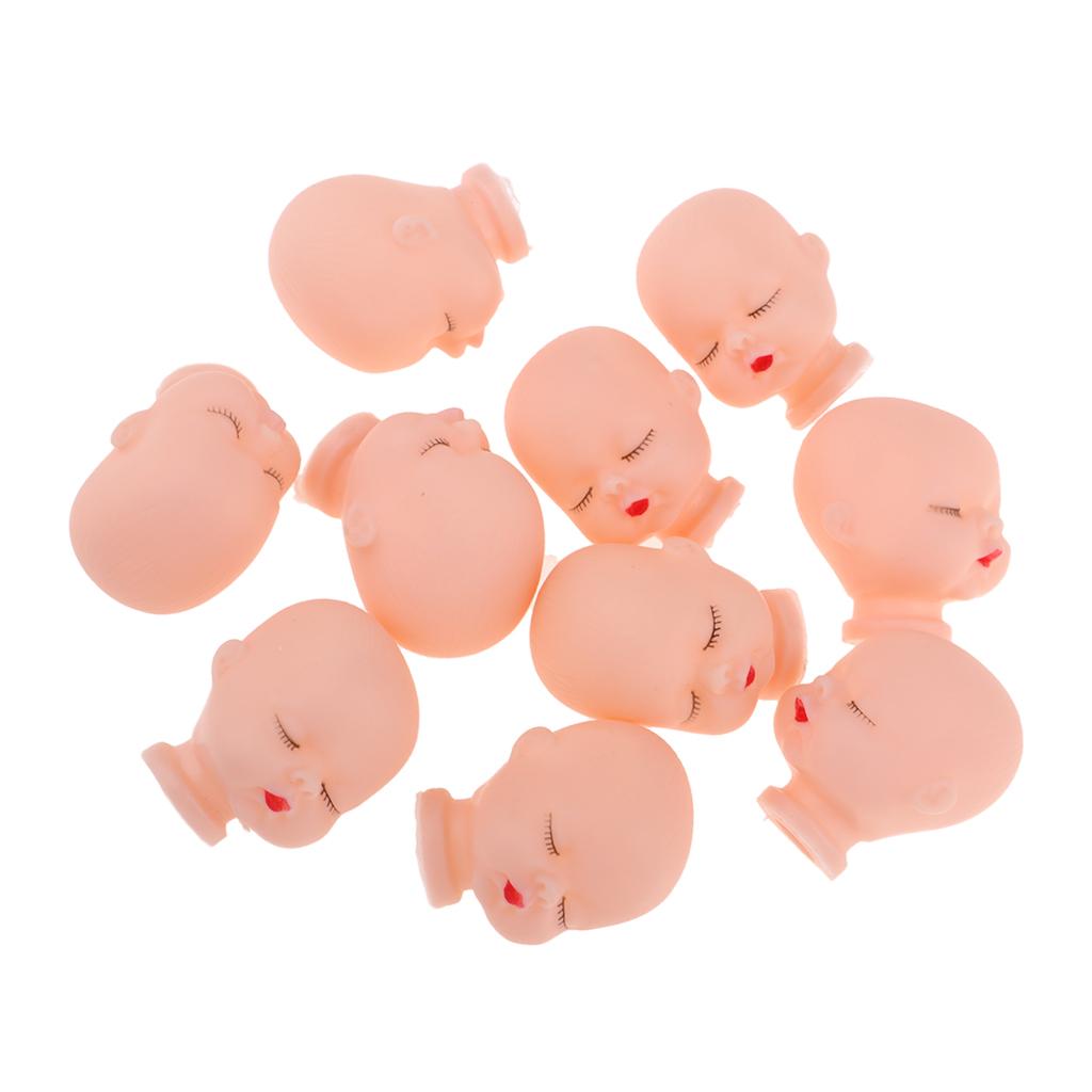 10pcs Lovely Sleeping Baby Head Mold For Mini Keychain Doll Making Accessory