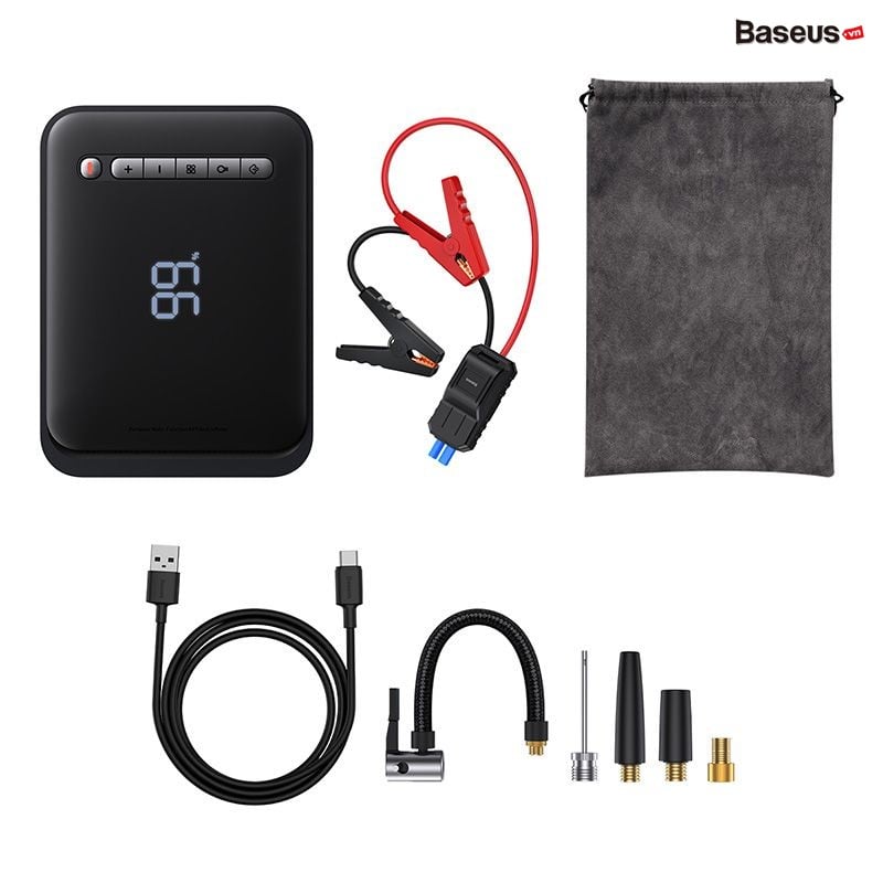 Bơm Lốp Đa Năng Kiêm Kích Bình Ô Tô Baseus Super Energy 2-in-1 Jump Starter Sạc Pin Cầm Tay 8000mAh - Hàng chính hãng