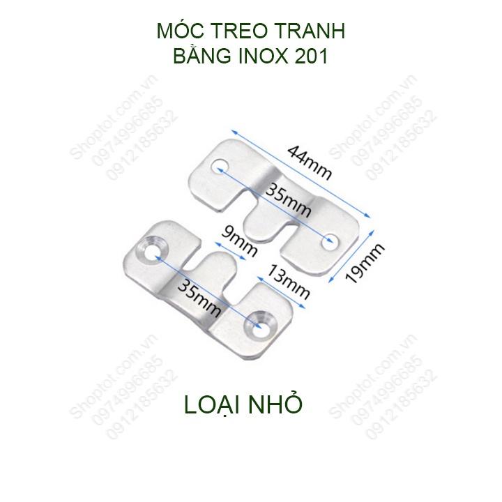 4 miếng móc treo tranh bằng inox 201, có loại lớn nhỏ tùy chọn