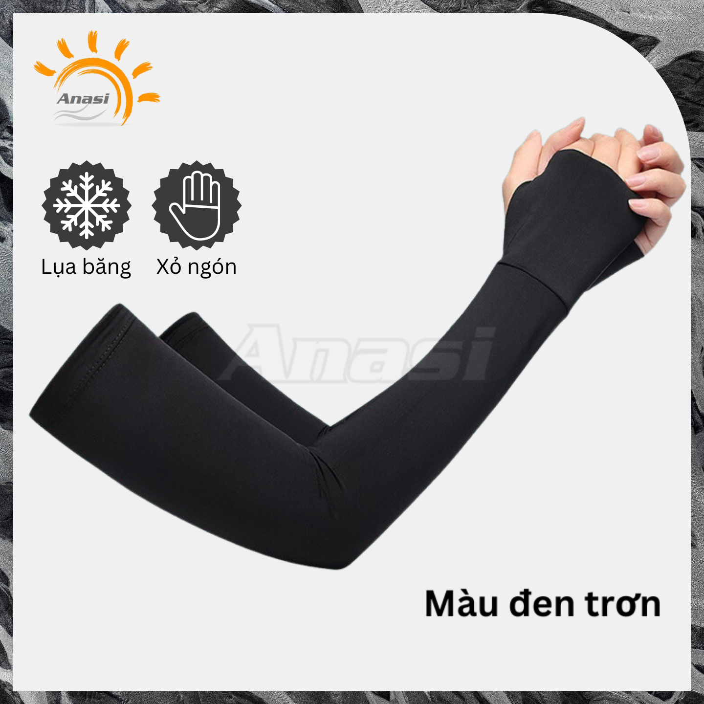 Găng tay chống nắng nam nữ phối 2 màu Anasi LB105 - Vải lụa băng dày mát - Chống tia UV SPF50+