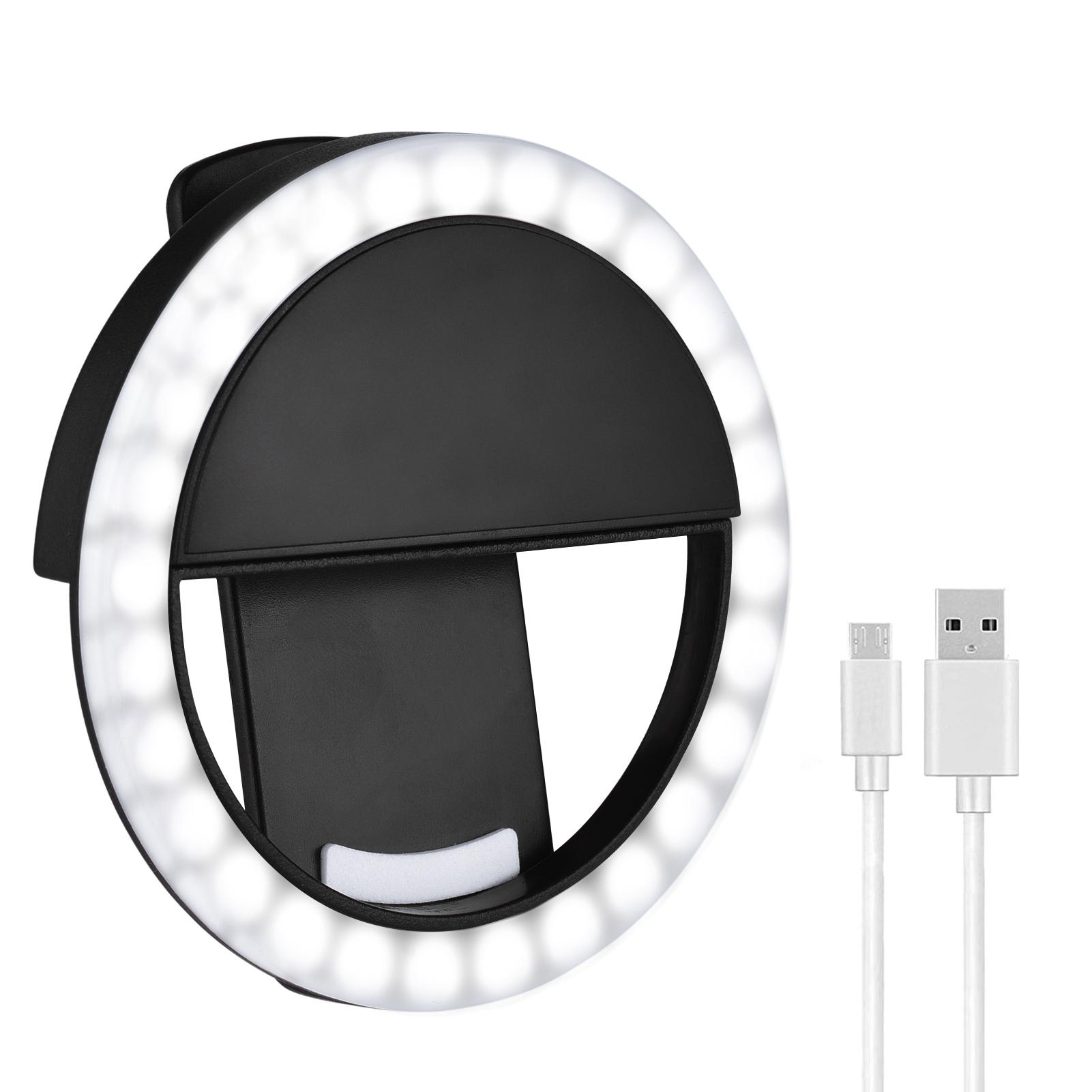 Đèn LED vòng tròn selfie có thể sạc lại gắn điện thoại di động