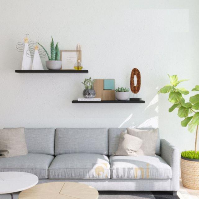 Kệ trang trí gỗ MDF lõi xanh 2 thanh dài 40 hoặc 50 hoặc 60x15 trắng,đen