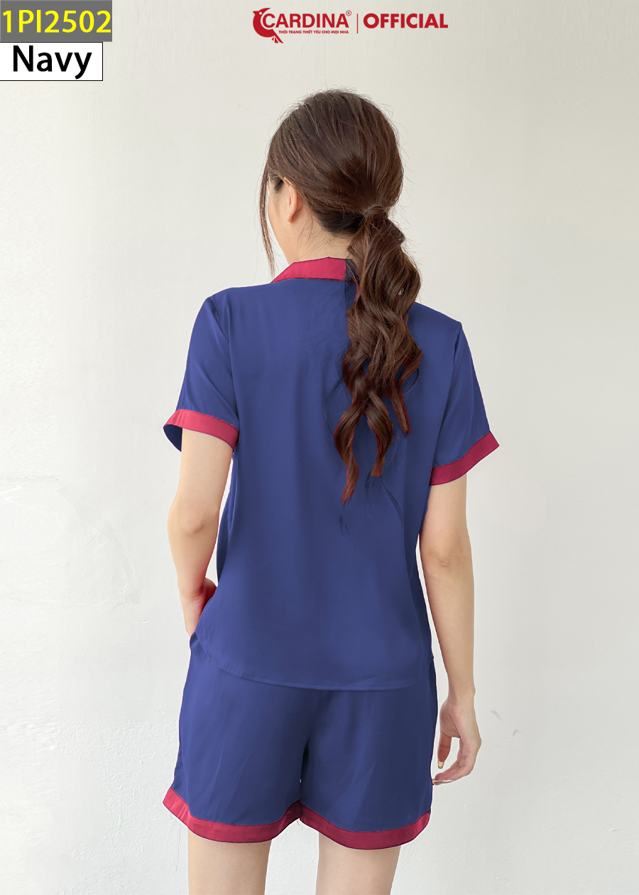 Đồ Bộ Pijama Nữ CARDINA Chất Lụa Satin Nhật Cao Cấp Áo Cộc Tay Quần Đùi 1Pi25