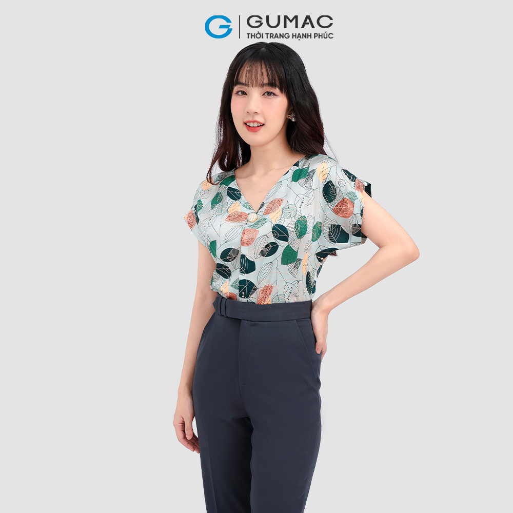 Áo kiểu tay liền phối nút GUMAC LA1009