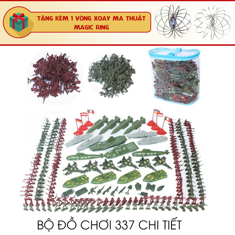 Set Bộ Đồ Chơi 260 - 300 - 307 - 337 Chi Tiết Mô Hình Lính Nhựa War Force Quân Đội Ô Tô Máy Bay Xe Tăng Tàu Ngầm Tên Lửa Quân Lính Tặng Kèm Magic Ring - 337 Chi Tiết &Amp; Magic Ring