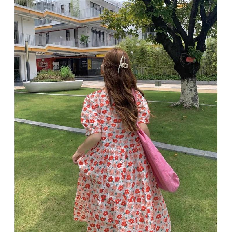 Váy bầu  mùa hè, dáng xòe tầng cho mẹ bầu-đầm bầu xinh hoa nhí freesize 45-65kg