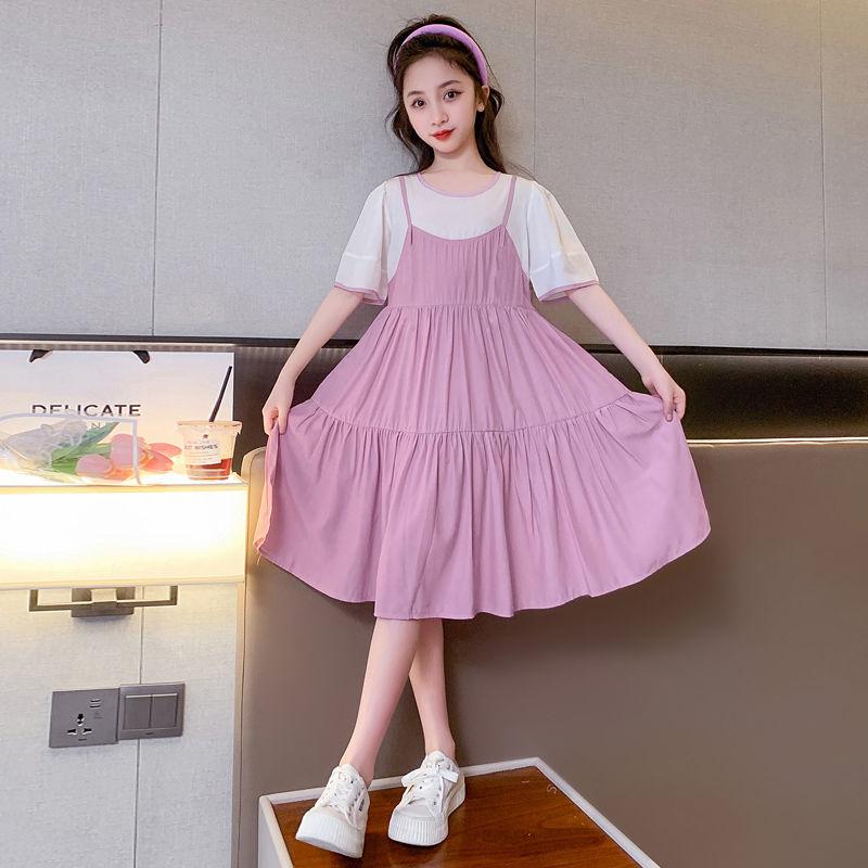 DIYIWEI Cô gái ăn mặc mùa hè 2023 phong cách phương Tây lớn bé lưới váy trẻ em mỏng giả hai váy công chúa