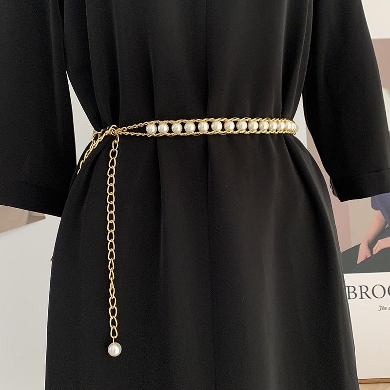 Thắt lưng nữ ngọc trai/ belt sợi ngọc trai dây xích/ Đai váy ngọc trai TL09