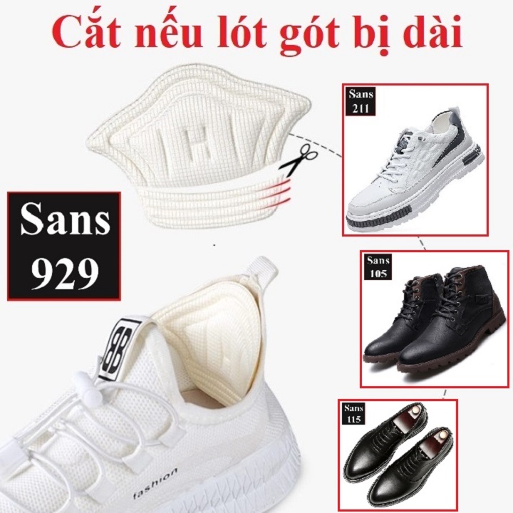 Miếng lót gót giày chống rộng êm chân Sans929 cho giày sneaker thể thao giầy da tây công sở