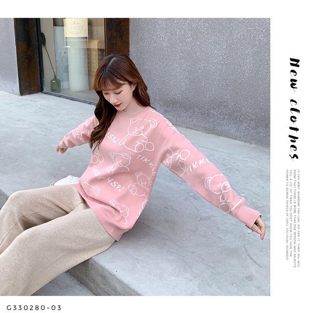 Áo len gấu hồng cho con bú ️ẢNH THẬT SHOP CHỤP