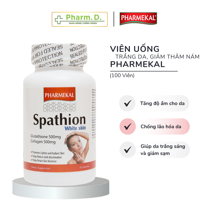 Viên Uống Trắng Da, Hỗ Trợ Điều Trị Nám Chống Oxy Hóa Spathion PHARMEKAL Dạng viên