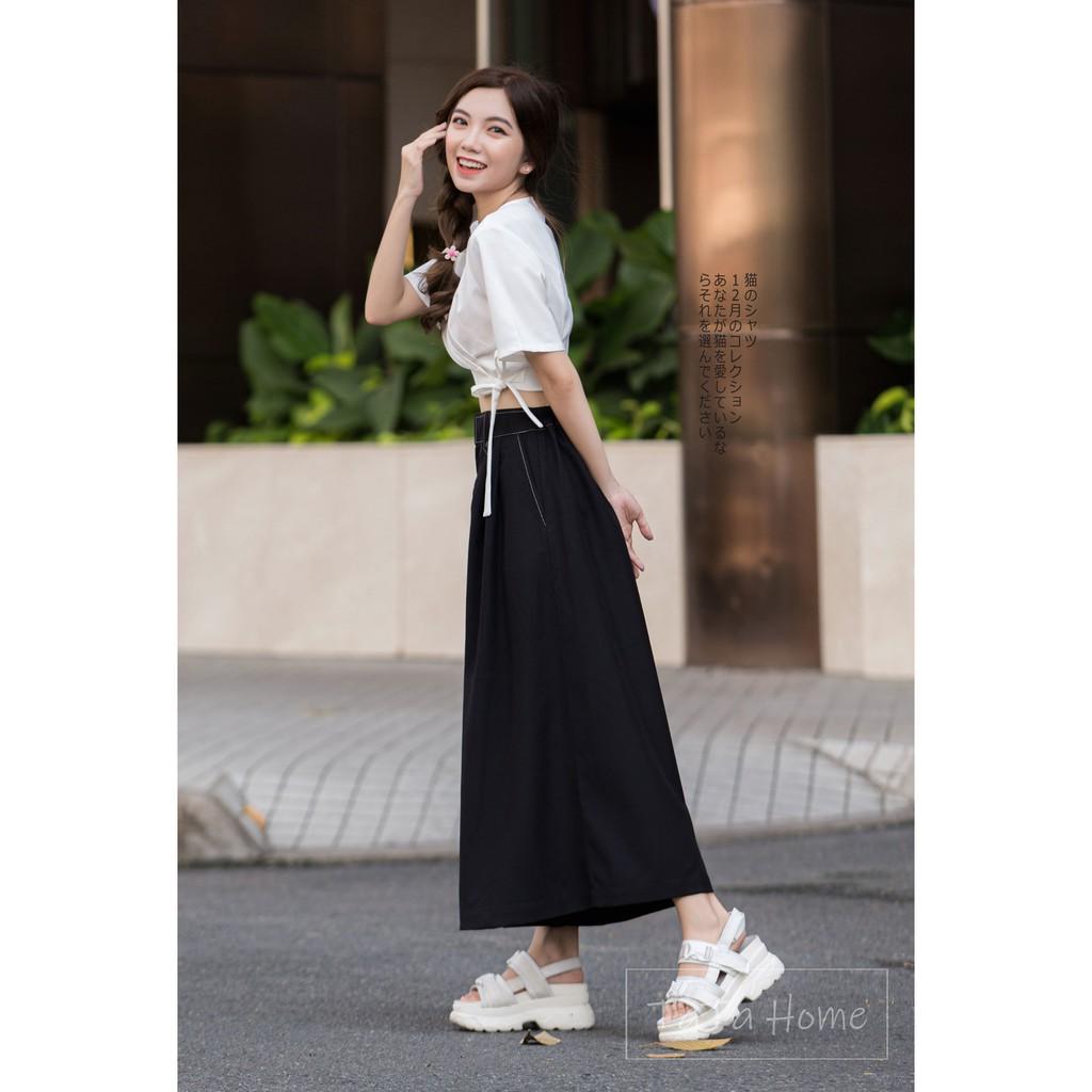 Quần Ống Rộng Cạp Cao Phong Cách Nhật Bản - Quần Ống Sớ