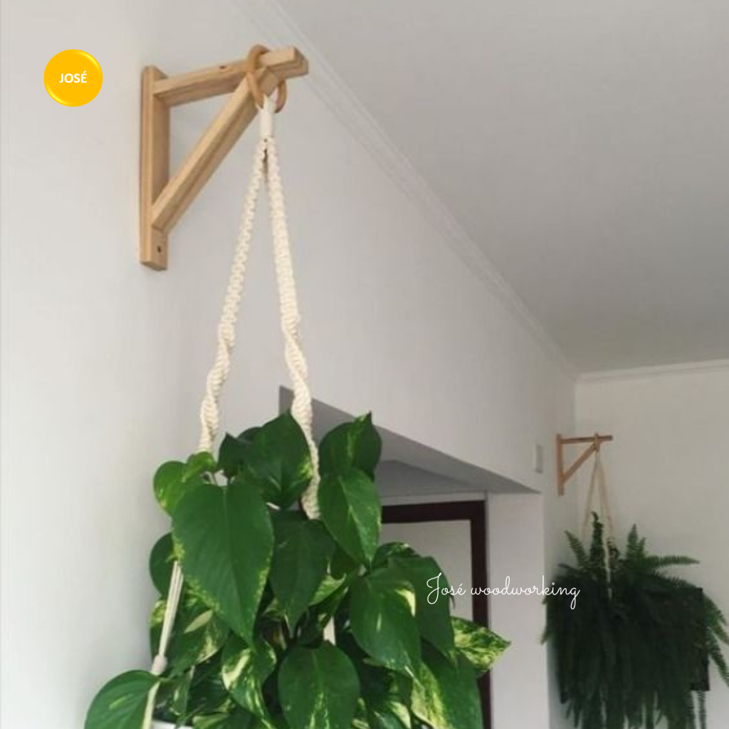 Chân Kệ Gỗ Treo Tường Trang Trí Macrame Và Cây Cảnh Jose/ Ke Góc Giá Đỡ Chữ L Gắn Tường Nội Thất Decor