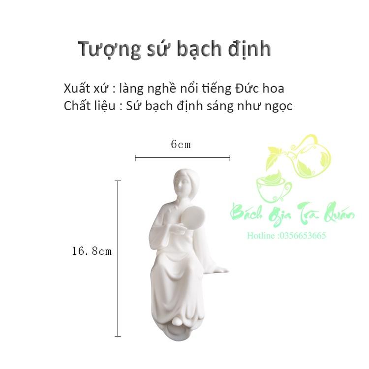 Tượng Sứ Bạch Định Thấu Quang Cô Gái Decor Bàn Trà, Bàn Làm Việc, v.v...