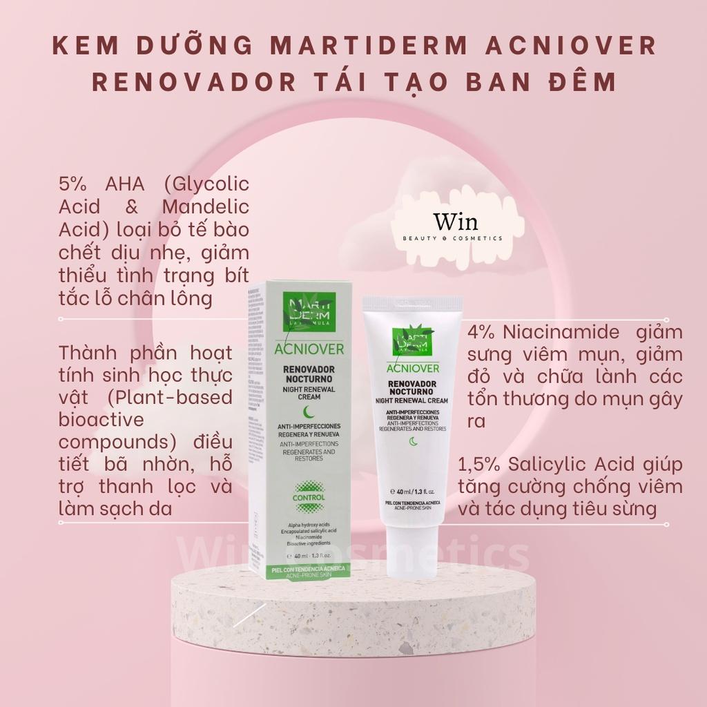 Kem dưỡng tái tạo ban đêm cho da dầu mụn Martiderm acniover night renewal cream (40ml)