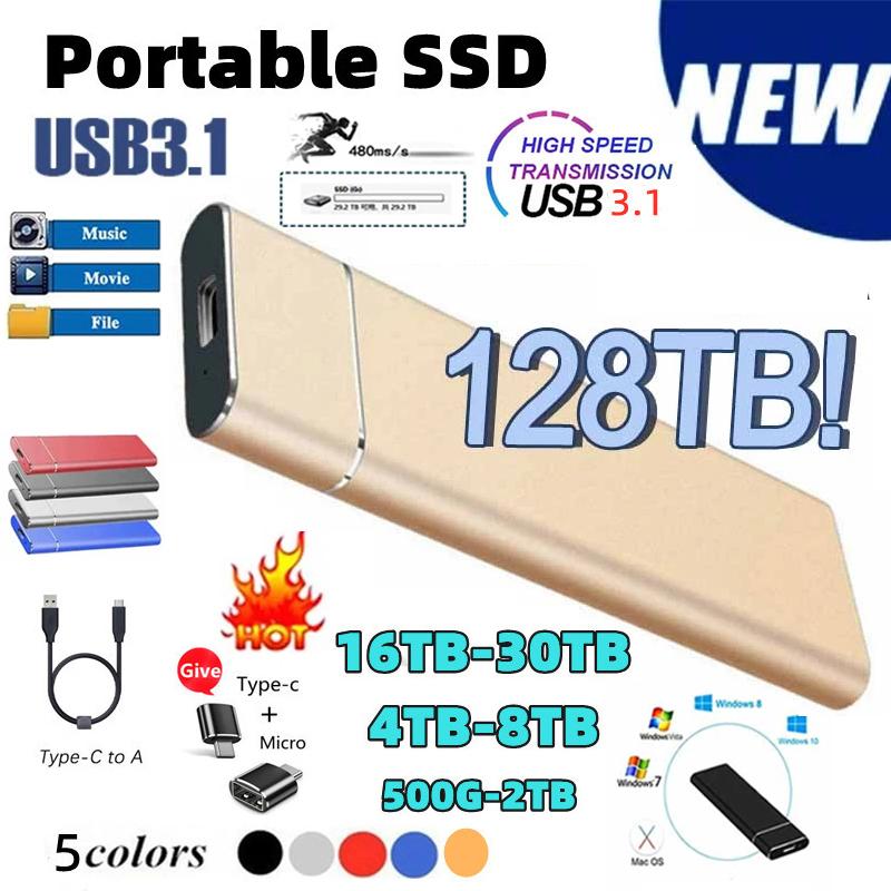 SSD Bên ngoài 500GB 1TB Drive Solid Drive ổ đĩa Flash Typable Typec USB USB Mini Slim Transfer High Transfer FLASH MOMIME MOMITE Màu sắc: 500GB màu đỏ