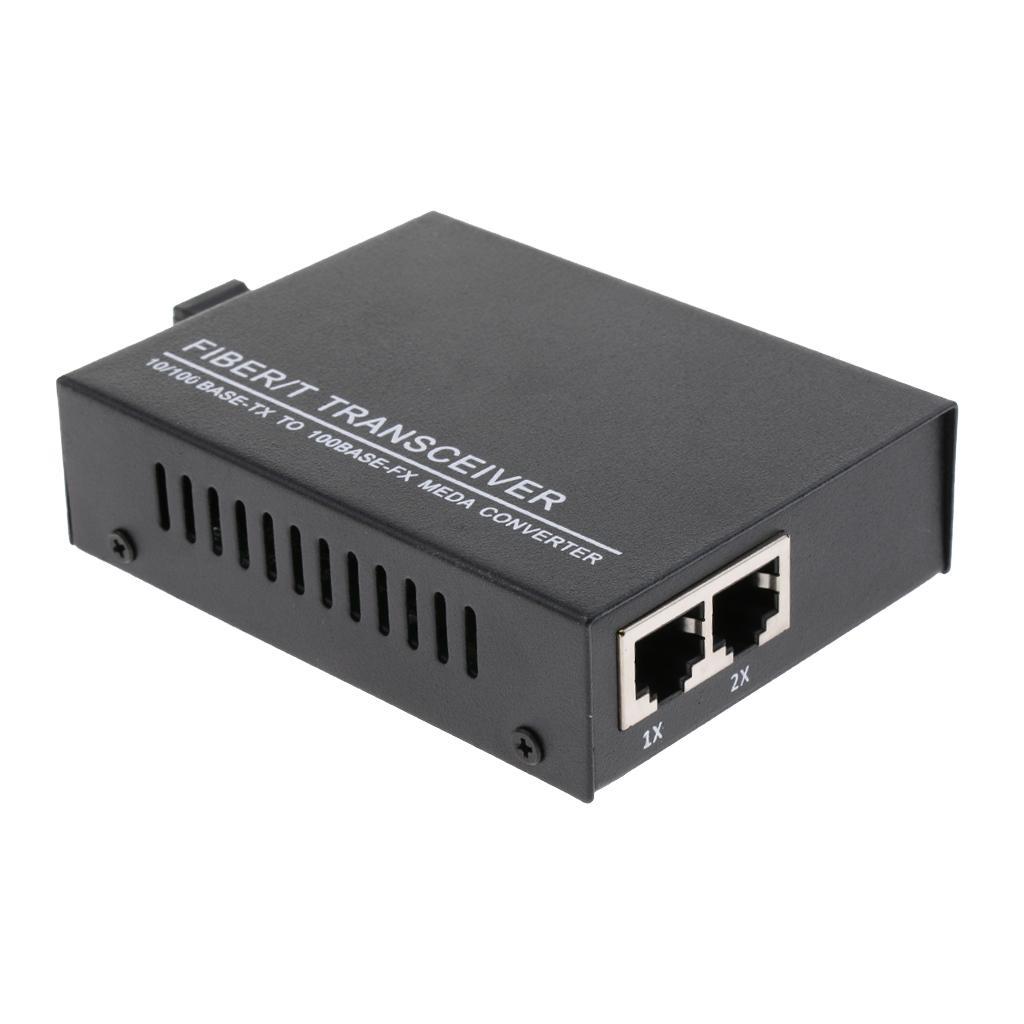 10/100Mbps Fast Ethernet Media Converter Singlemode Dual Fiber Transceiver 25Km with 2x For HD Camera