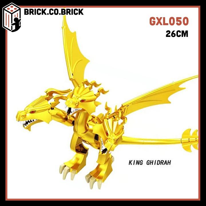 Đồ chơi Lắp ráp Sáng tạo minifig Nhân vật Rồng Ba Đầu vàng Dragon trong phim Godzilla cho bé GXL050