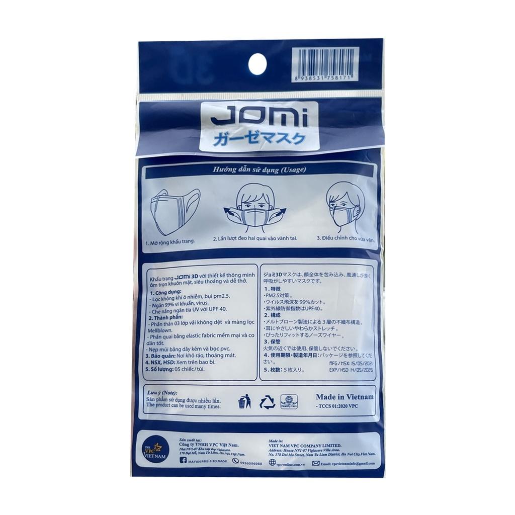 Khẩu trang Jomi 3D freesize ngăn khói bụi, vi khuẩn