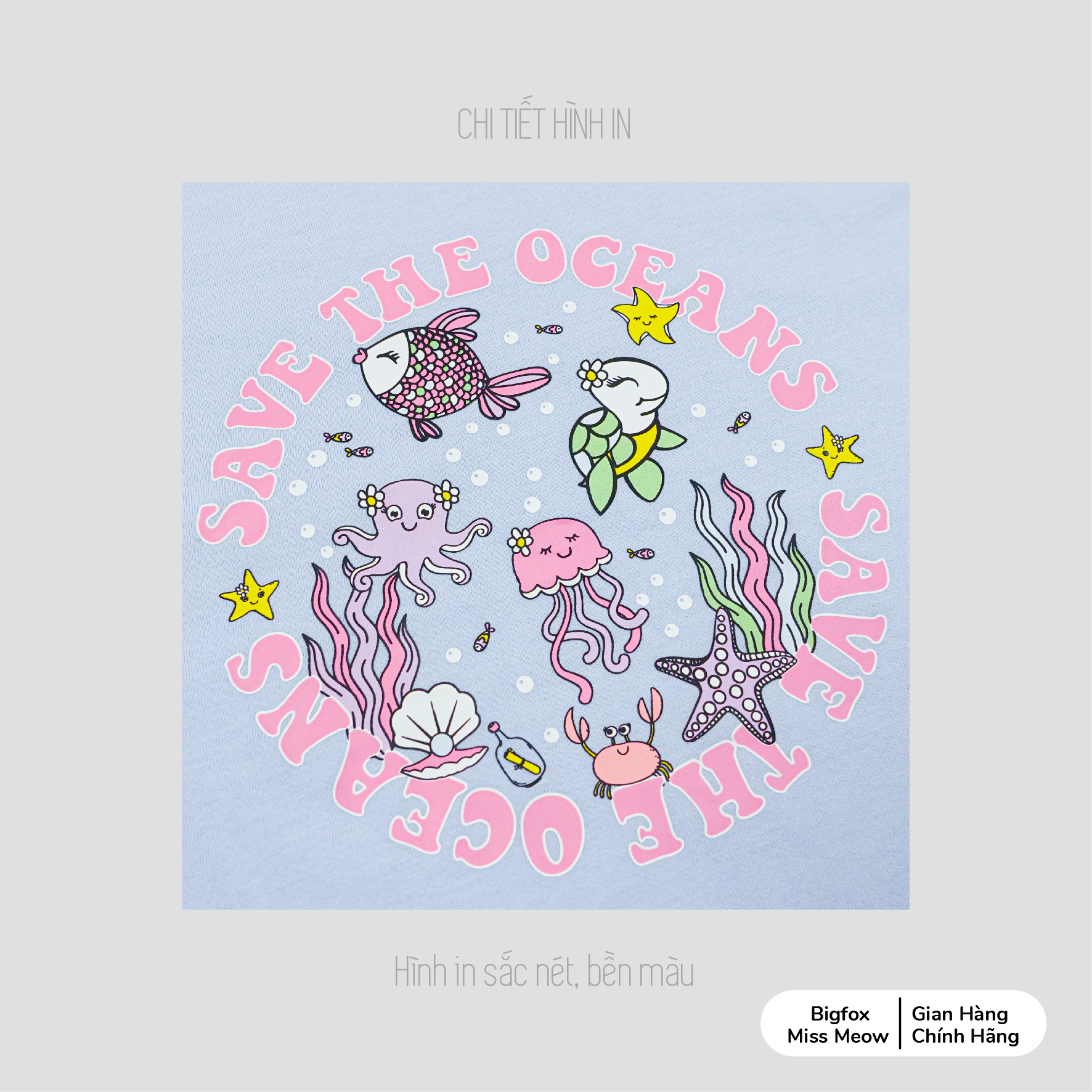 Bộ bé gái cộc tay Bigfox Miss Meow size đại mùa hè vải cotton cỡ 3,6,9,11 tuổi 30kg 40kg