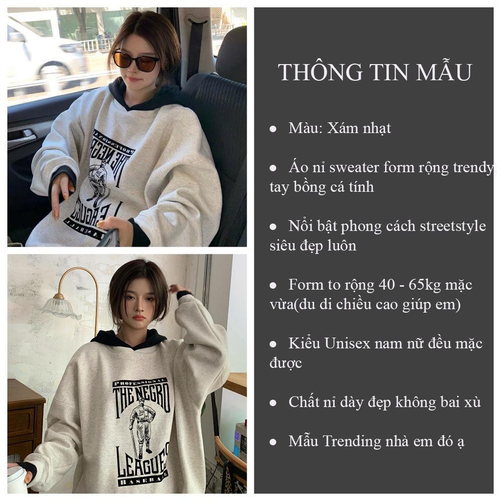 Áo sweater Unisex NEGO áo hoodie form rộng Hàn Quốc - Áo nỉ siêu dày tay form rộng unisex cho cả nam nữ