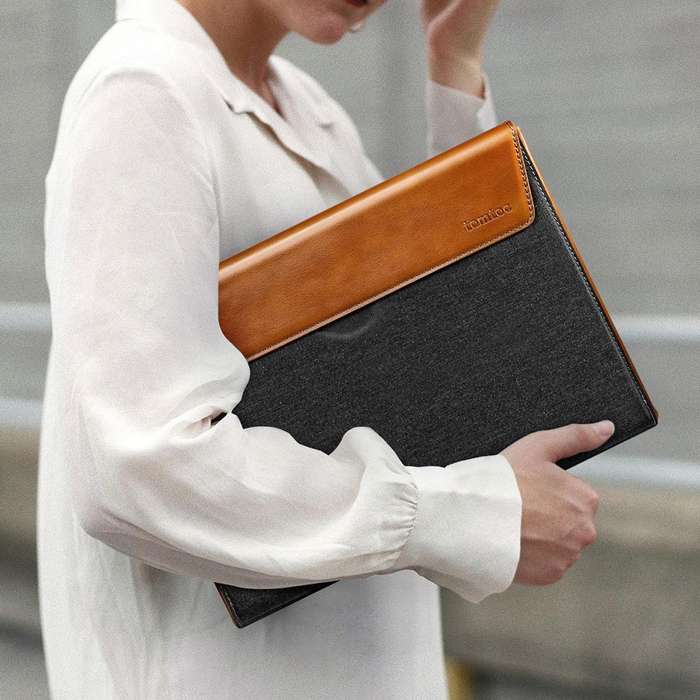 Túi chống sốc Tomtoc Premium Leather cho Macbook Pro/Air M1 13/15/16Inch Gray - Hàng chính hãng