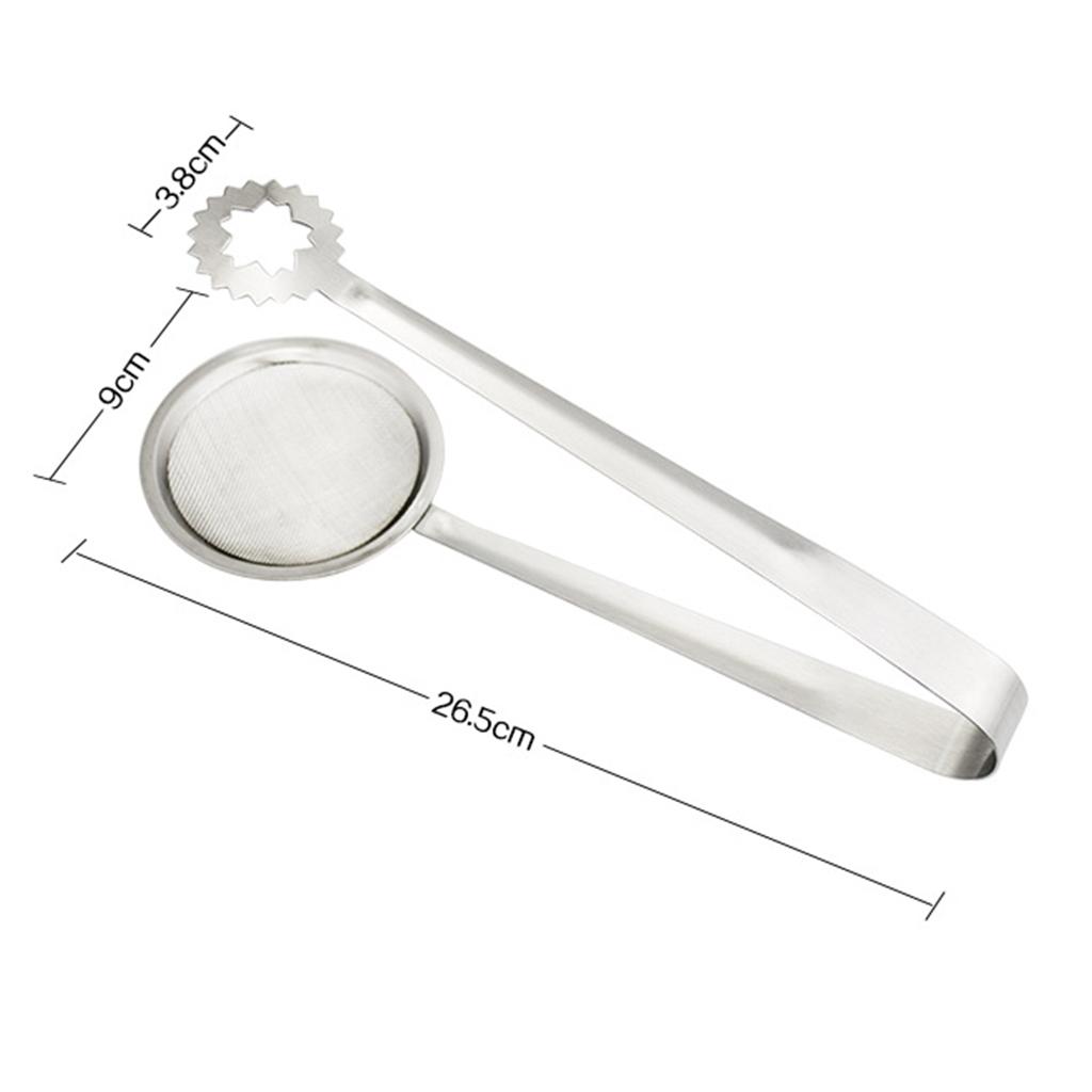 2pcs Stainless Steel Deep Frying Tongs with Strainer Fry Kitchen Utensil