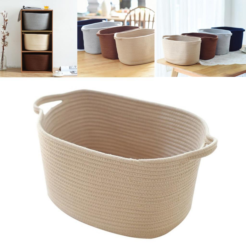 Woven Cotton Rope Storage Basket with Handles 46x30x30cm, Blanket Storage Baskets, Laundry and Toy Storage Organize