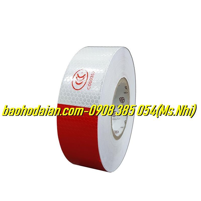 Băng keo phản quang 3M màu trắng đỏ -DÀI 50M- Ảnh Thật