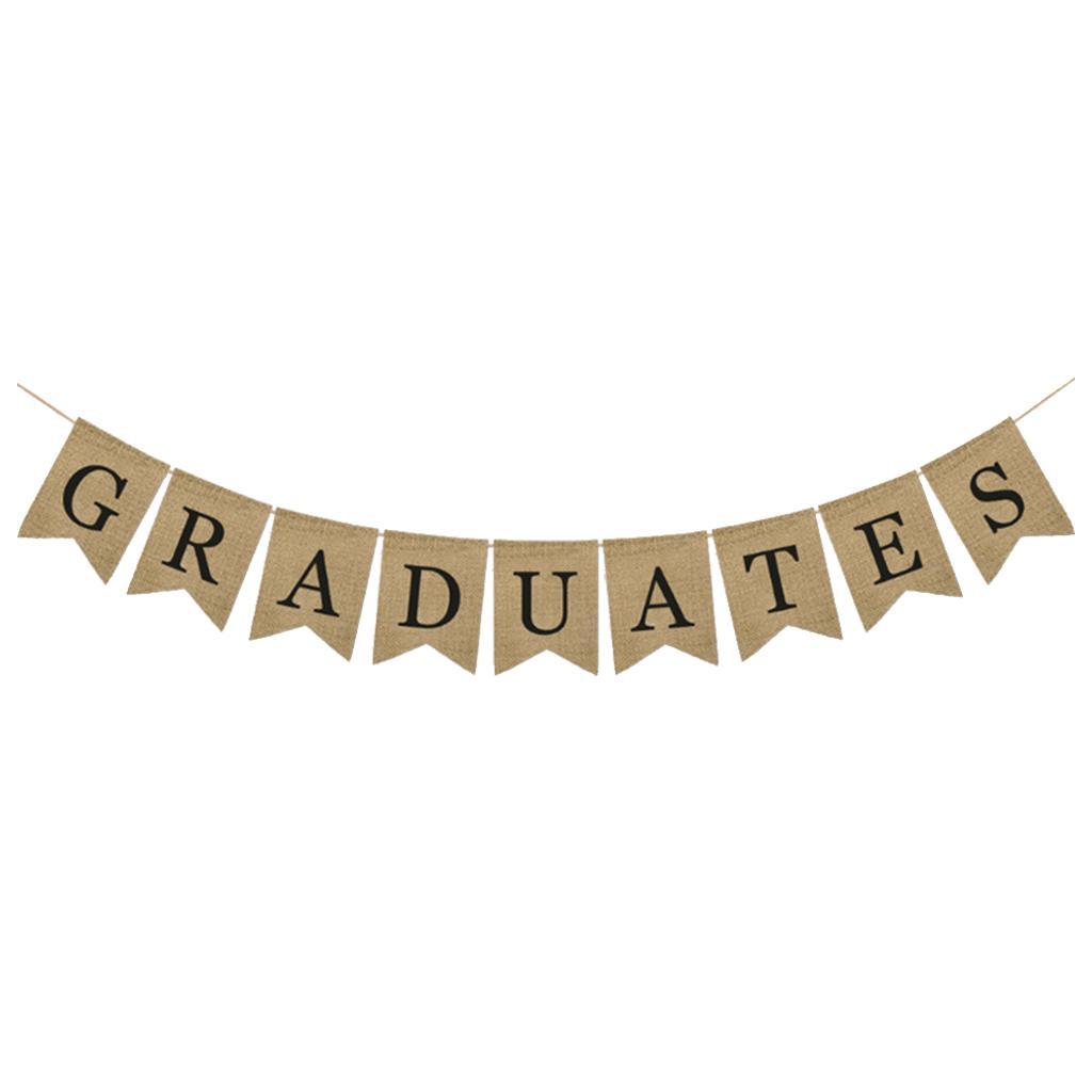 Burlap Grad Banner Decoration Sign 2019 Graduation Party Supplies