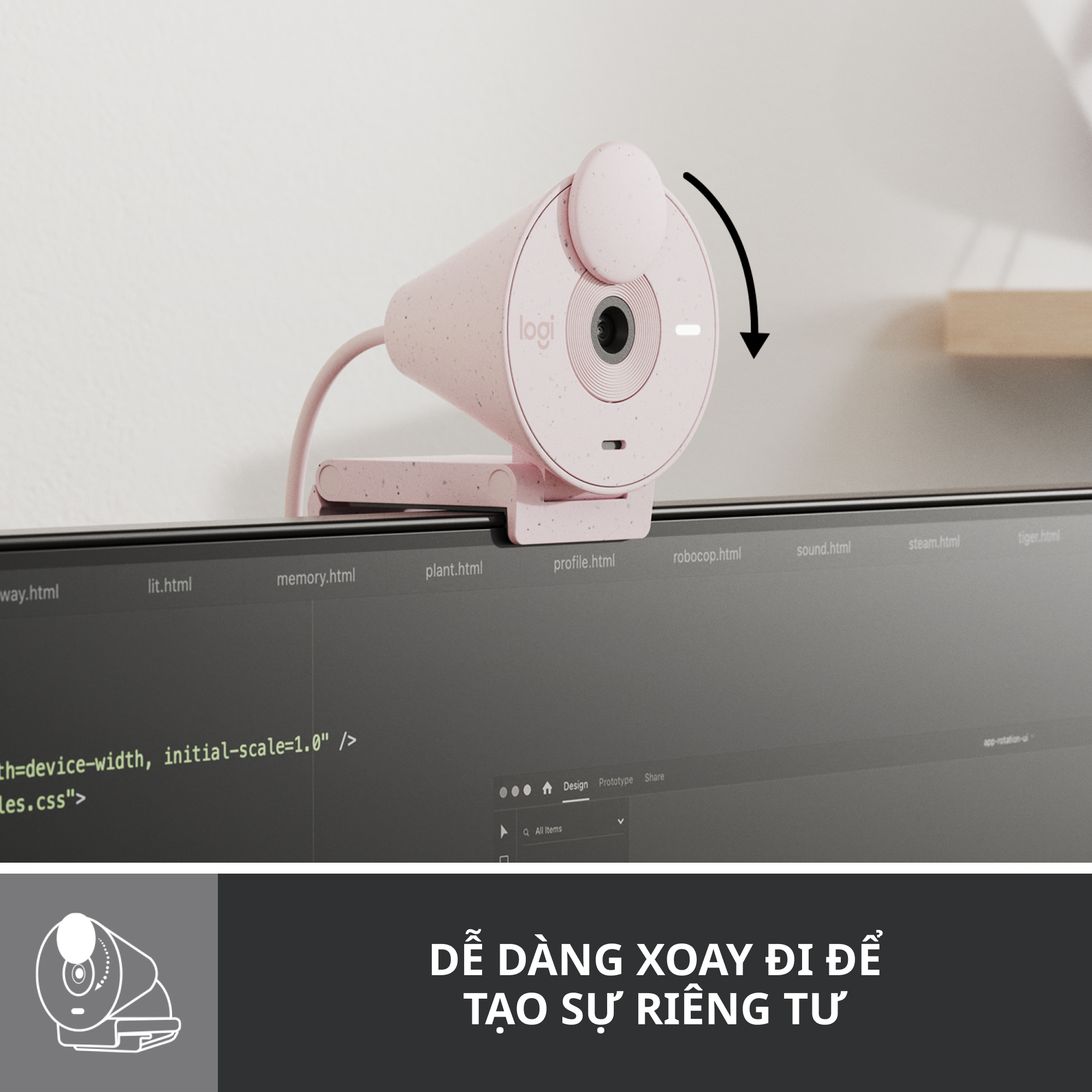 Máy Webcam Full HD Logitech Brio 300 Màn che ống kính, Micro giảm tiếng ồn, USB-C, được chứng nhận cho Zoom, Microsoft Teams, Google Meet, tự động điều chỉnh Ánh sáng - Hàng chính hãng