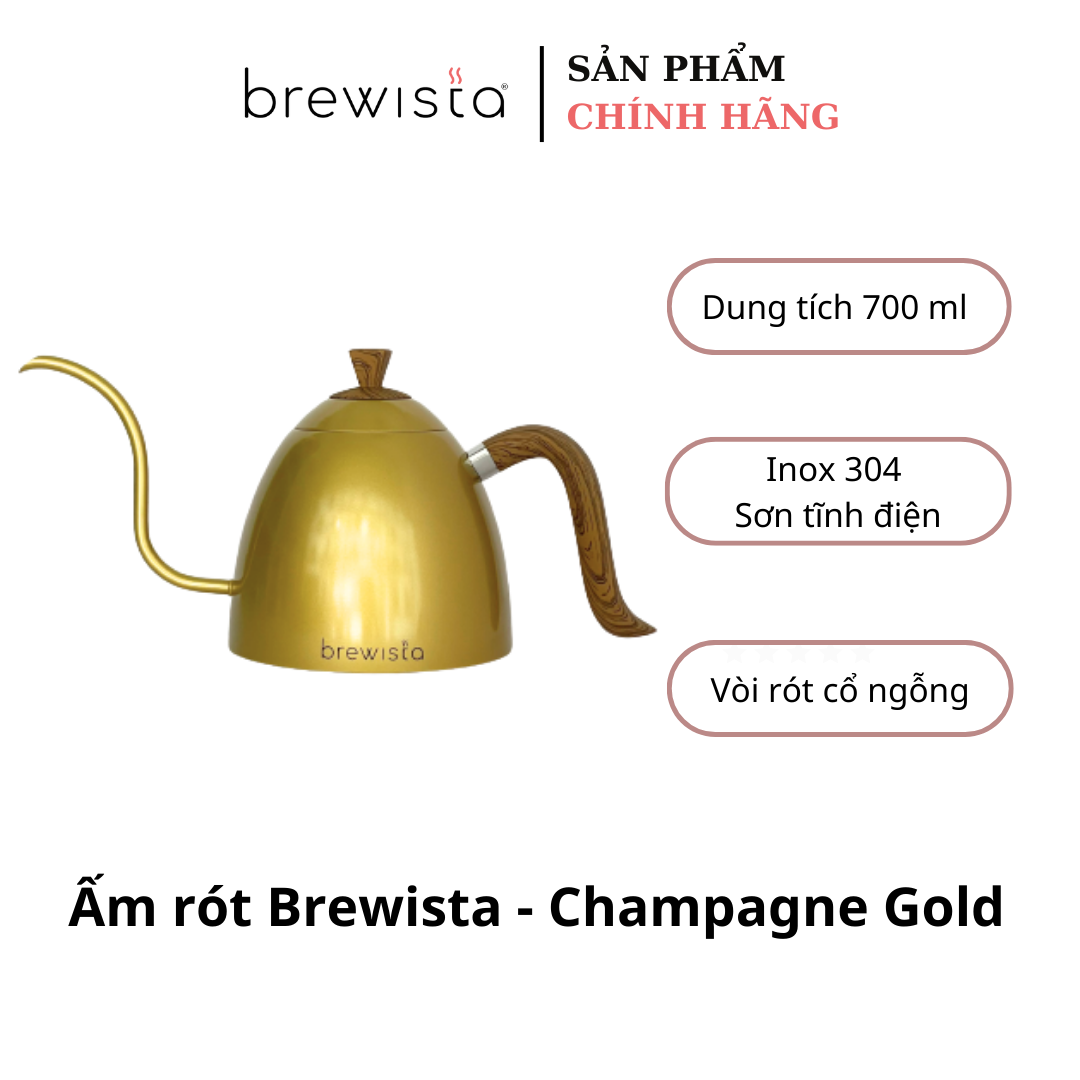 Ấm rót cà phê pour over Brewista 700ml - Champagne Gold