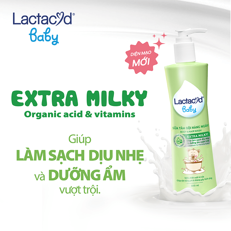 Hình ảnh Bộ 2 chai Sữa Tắm Gội Trẻ Em Lactacyd Baby Extra Milky 500ml+ 1 Dung Dịch Vệ Sinh Soft & Silky Dưỡng Ẩm 250ml