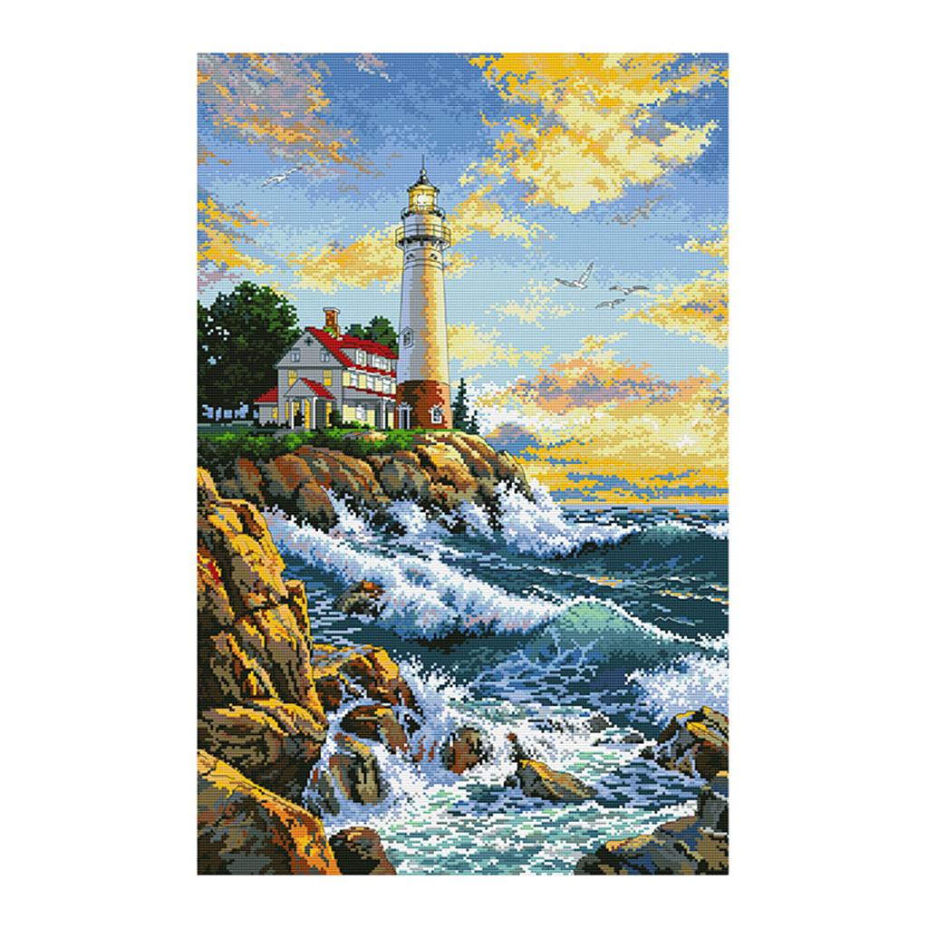 Stamped Cross Stitch Kits DIY Needlework Kits - Lighthouse Pattern 11 Count