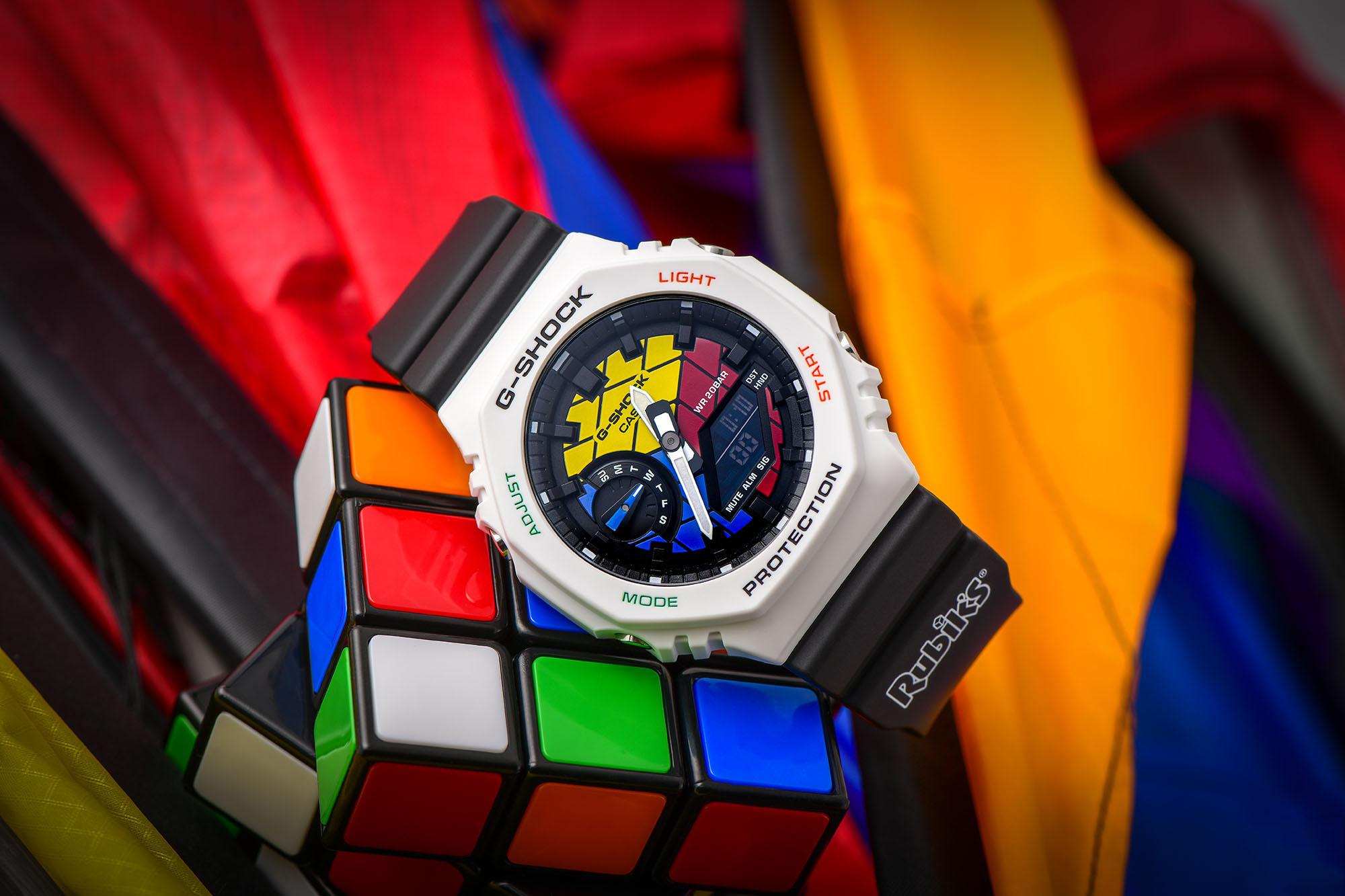 Đồng Hồ Nam Dây Nhựa Casio G-Shock x Rubiks GAE-2100RC-1A Chính Hãng - Carbon Core - Tặng Kèm Bezel
