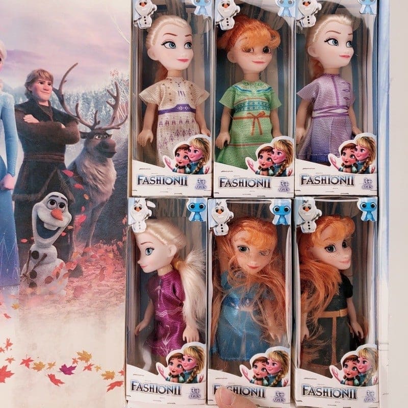 Combo búp bê Nữ hoàng Băng giá Frozen gồm 6 búp bê công chúa Elsa và Anna kèm hộp mở nắp cao cấp