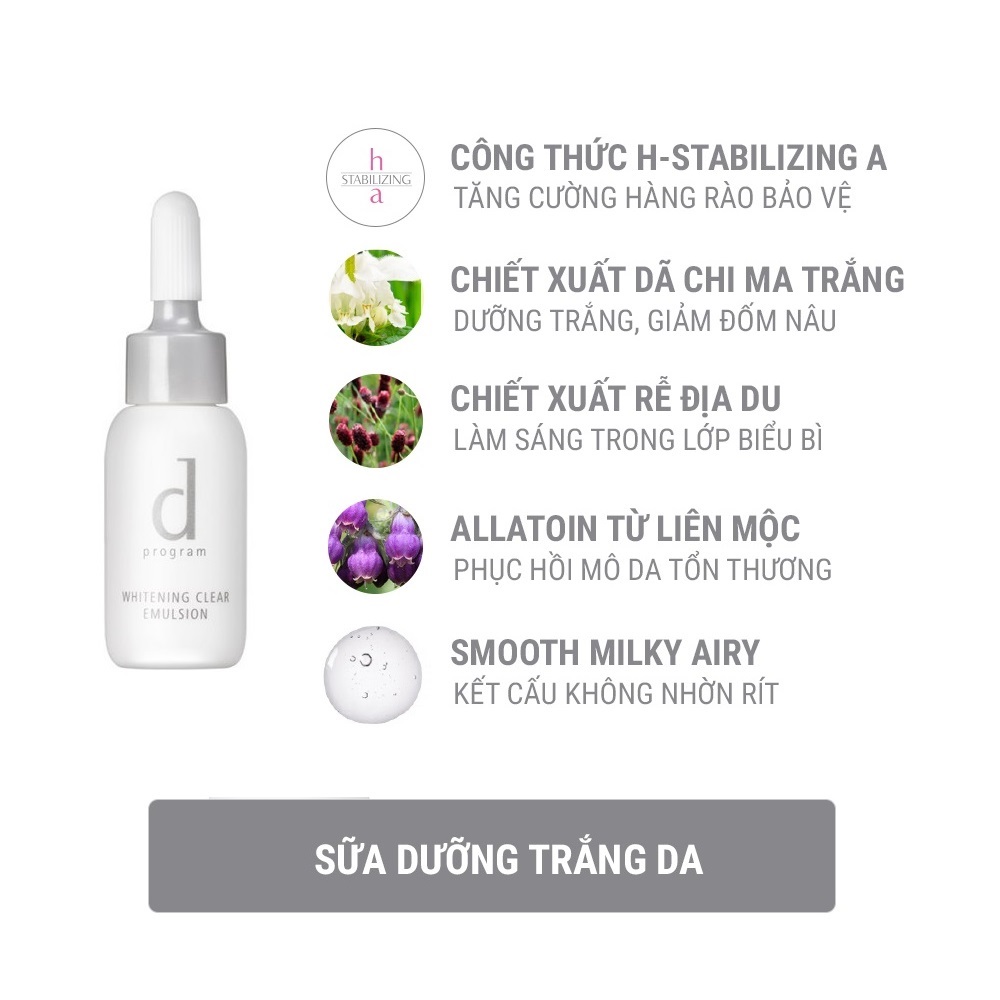 Sữa dưỡng trắng da d program Whitening Clear Emulsion 11ml